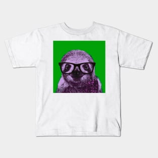 Geek Sloth in Green Background - Print / Home Decor / Wall Art / Poster / Gift / Birthday / Sloth Lover Gift / Animal print Canvas Print Kids T-Shirt